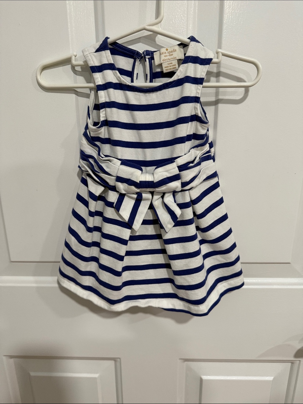 kate spade White and Navy Striped Bow-Front Casual Dress